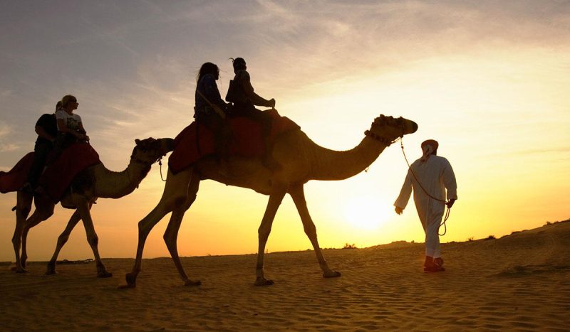 Camel ride in the desert.