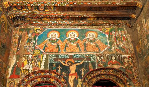 Greek Orthodox church interior at Gondar.
