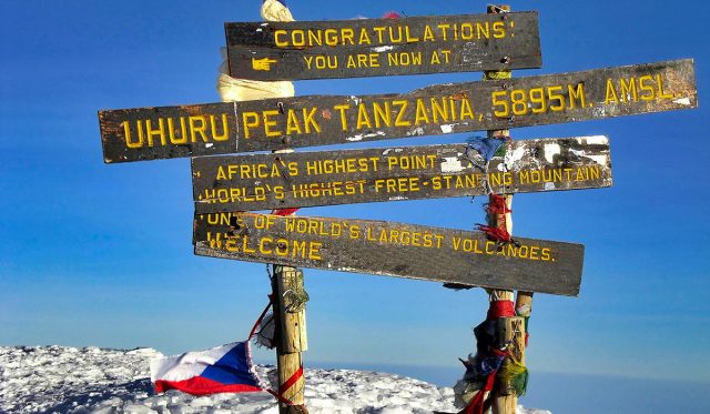 Uhuru Peak, the top of Mt. Kilimanjaro and Africa's highest point.