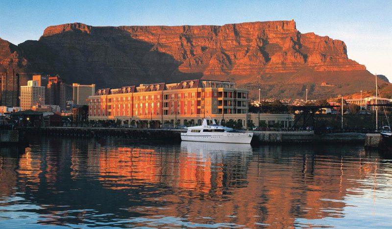 A view of Table Mountain and the Cape Grace exterior.